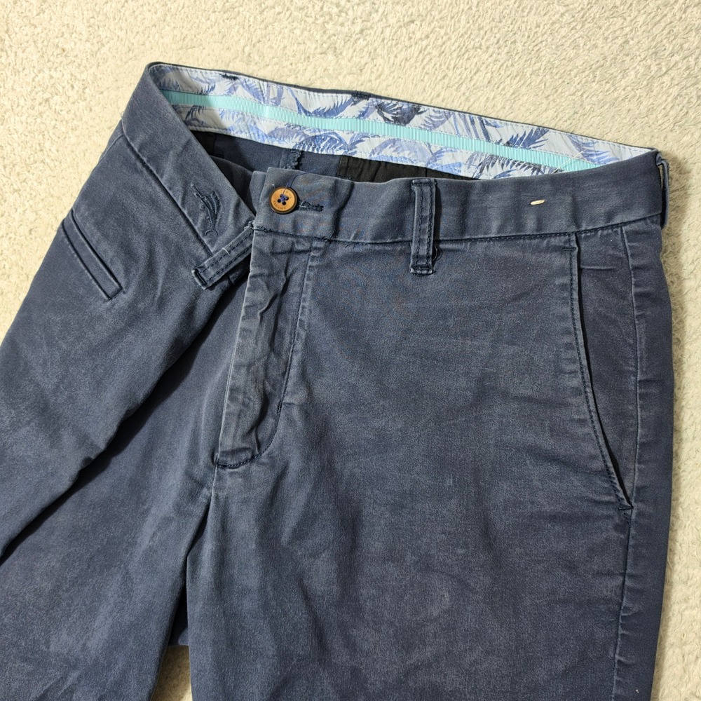 Tommy Bahama Pants Mens 34/30 Blue Boracay Chino Stretch Flat Front Chinos